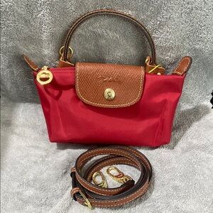 Longchamp Le Pliage Red Canvas Cosmetics Case